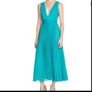 Alice + Olivia Ryn Teal Pleated Midi Dress Size 0